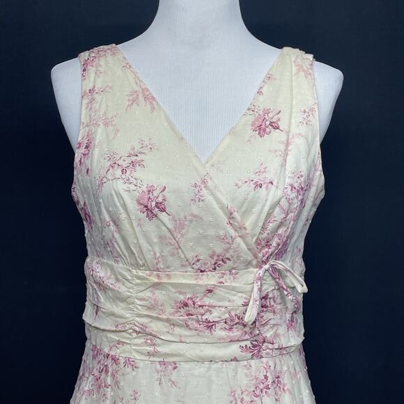 Connected Appl Dress Sz 12 Yellow Pink Floral A-line Cottagecore Romantic - Picture 8 of 9